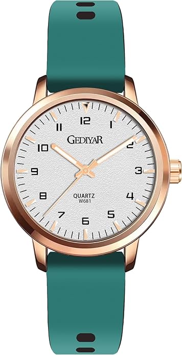 Fashion Quartz Wrist Watch, Waterproof Analog Display, Rubber Silicone Bands, Easy Read Dial, Casual Sport Style Minimalist Watch for Women Ladies Teachers Students